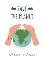 Save the Earth. Vector illustration of global problems. Global warming, drought.