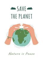 Save the Earth. Vector illustration of global problems. Global warming, drought.