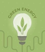 Energy savings. Vector illustration of a green light bulb in an artistic style. Environmental protection