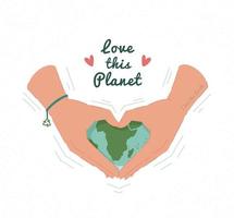 I love this planet. Vector illustration of the planet in hand. Take care of the Earth.