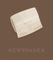 Vector illustration of a paper newspaper. Retro poster on brown background. Newspaper delivery man.