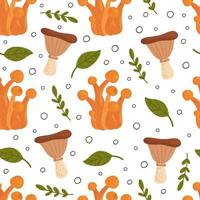 Bright mushroom pattern. Vector illustration of a seamless pattern of chanterelles and chanterelles. Print for banners, fabric, backgrounds, etc.