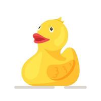 ilustración vectorial de un pato de goma en amarillo. juguete para niños y bañarse en la bañera. vector