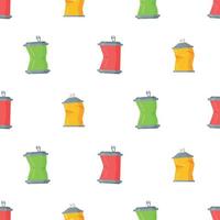 Vector pattern of used tin cans. Multicolored cans. Illustration about recycling garbage.