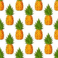 Vector pattern with pineapples. Tropical fruit in cartoon style. Seamless background with food and fruit.