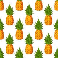 Vector pattern with pineapples. Tropical fruit in cartoon style. Seamless background with food and fruit.