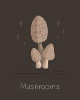 Isolated poisonous mushroom on a brown background. Vector illustration of a mushroom banner. Poison.