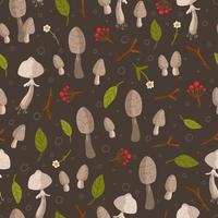 The pattern of poisonous mushrooms. Vector illustration of a seamless mushroom pattern. Dangerous. Poison.