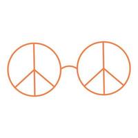 Hippie sign glasses. Outline style, 70's. Trending vector