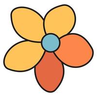 Flower. Outline style, 70s. Trending vector