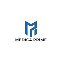 Abstract initial letter MP or PM logo in blue color isolated in white background applied for medical institute logo also suitable for the brands or companies have initial name PM or MP. vector