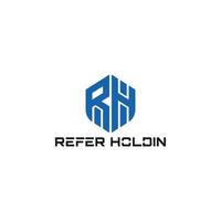 Abstract initial letter RH or HR logo in blue color isolated in white background applied for cybersecurity company logo also suitable for the brands or companies have initial name HR or RH. vector