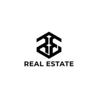 Abstract initial letter RE or ER logo in black color isolated in white background applied for real estate group company logo also suitable for the brands or companies have initial name ER or RE. vector