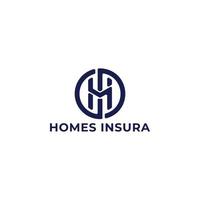 Abstract initial letter HI or IH logo in blue color isolated in white background applied for insurance agency logo also suitable for the brands or companies have initial name IH or HI. vector