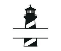 Lighthouse Split Monogram Nautical tower Vector Illustration