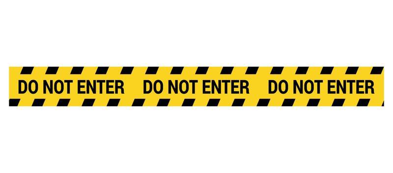 Line do not enter. Barrier tape. Crime scene border. Safety type.  Accident restriction line. Isolated on white background. Vector  illustration
