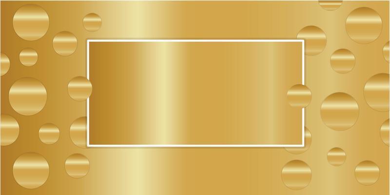 Abstract sphere gold background.Rectangular frame header. Blurred globes. Luxury trendy design for holiday Christmas, New Year party poster or package label.Vector illustration