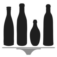 Shape of silhouette of bottle for alcohol, beer, kvass, waters. Outline of a container for storing liquid vector