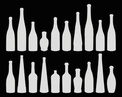 Shape of silhouette of bottle for alcohol, beer, kvass, waters. Outline of a container for storing liquid vector