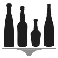 Shape of silhouette of bottle for alcohol, beer, kvass, waters. Outline of a container for storing liquid vector