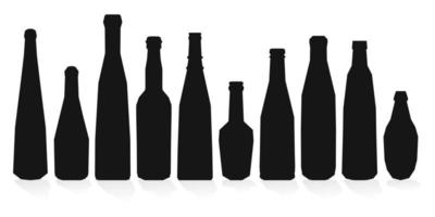 Shape of silhouette of bottle for alcohol, beer, kvass, waters. Outline of a container for storing liquid vector