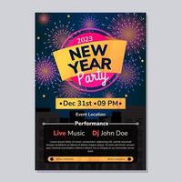 New Year Poster With Fireworks Theme vector