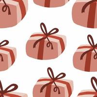 Seamless pattern Beautiful gift box with red bow vector