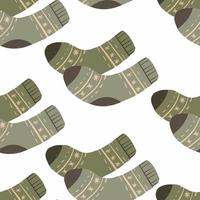 seamless, patrón, par, verde, calcetines, mano, dibujado vector