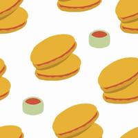 Seamless pattern Japanese pancakes with jam vector