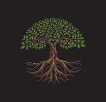 circular tree roots logo in 3d style. ancient tree vector illustrations.