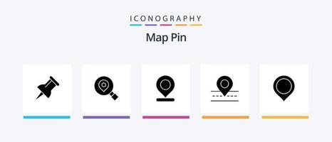 paquete de iconos de glifo 5 de pin de mapa que incluye marca. mapa. marcador. localización. forma. diseño de iconos creativos vector