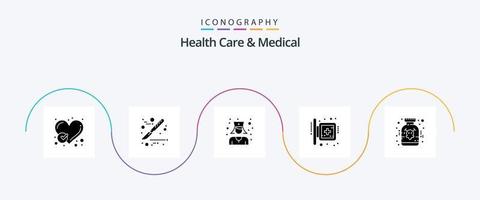 Health Care And Medical Glyph 5 Icon Pack Including medical. hospital. doctor. sign. hospital vector