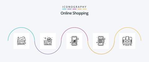 Online Shopping Line 5 Icon Pack Including newsletter. letter. mobile. online store. mall vector