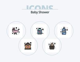 Baby Shower Line Filled Icon Pack 5 Icon Design. baby. maternity. infant. gynecology. lotion bottle vector