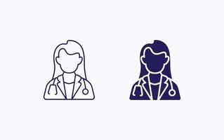 icono de ilustración de doctora vector