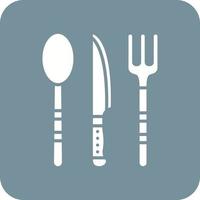 Cutlery Glyph Round Corner Background Icon vector