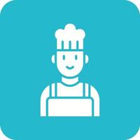 Chef Glyph Round Corner Background Icon vector