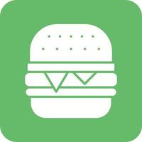 Burger Glyph Round Corner Background Icon vector
