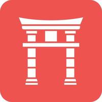 Torii Gate Glyph Round Corner Background Icon vector