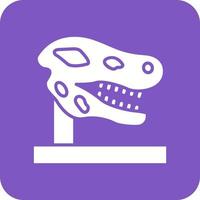 Dinosaur Fossil Glyph Round Corner Background Icon vector