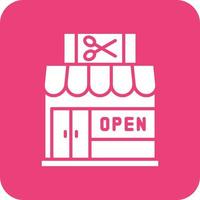 Open Shop Glyph Round Corner Background Icon vector