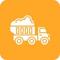 Dump Truck Glyph Round Corner Background Icon vector