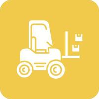 Forklift Glyph Round Corner Background Icon vector