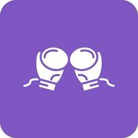 Boxing Gloves Glyph Round Corner Background Icon vector