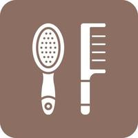 Hair Brush Glyph Round Corner Background Icon vector