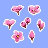 Set of Peach Blossom Sticker Pack vector