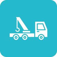 Tow Truck Glyph Round Corner Background Icon vector