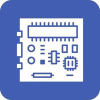 Motherboard Glyph Round Corner Background Icon vector