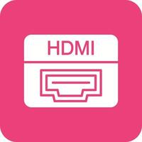 Hdmi Port Glyph Round Corner Background Icon vector