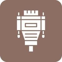 Vga Cable Glyph Round Corner Background Icon vector